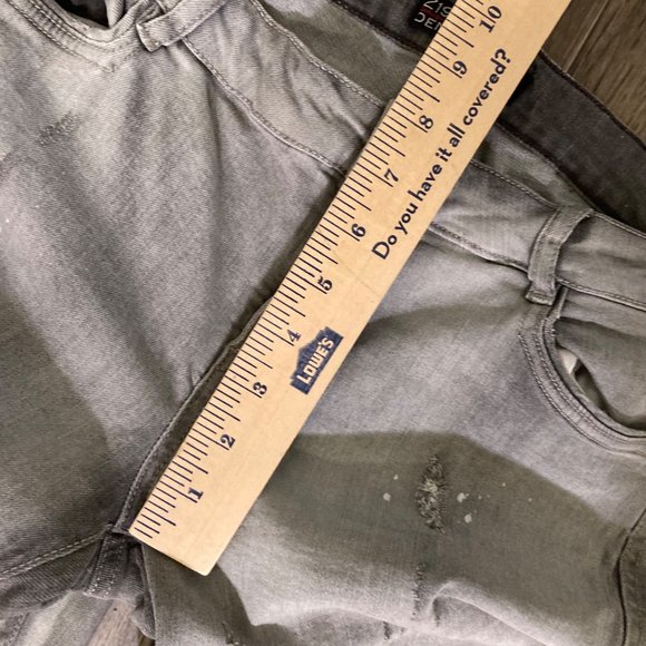 Zara Basic Z1975 Denim 8 Skinny Moto Zipper Ankle Jeans Distressed Gray - Picture 7 of 8